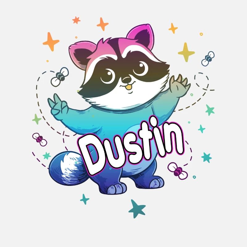 DUSTIN - Beau nom de garçon avec un raton laveur mignon