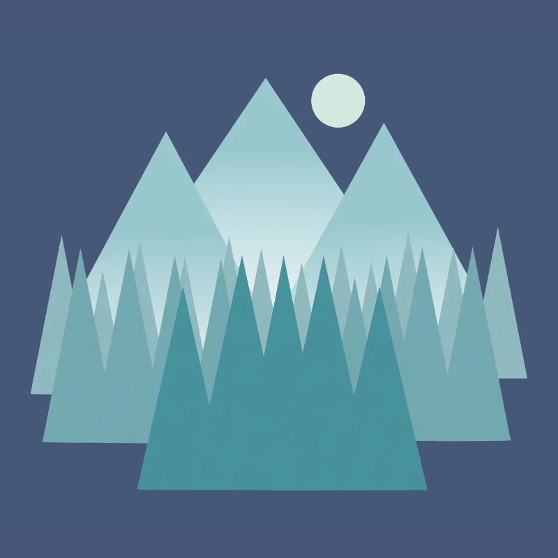 Astral mountain landscape in blue tones
