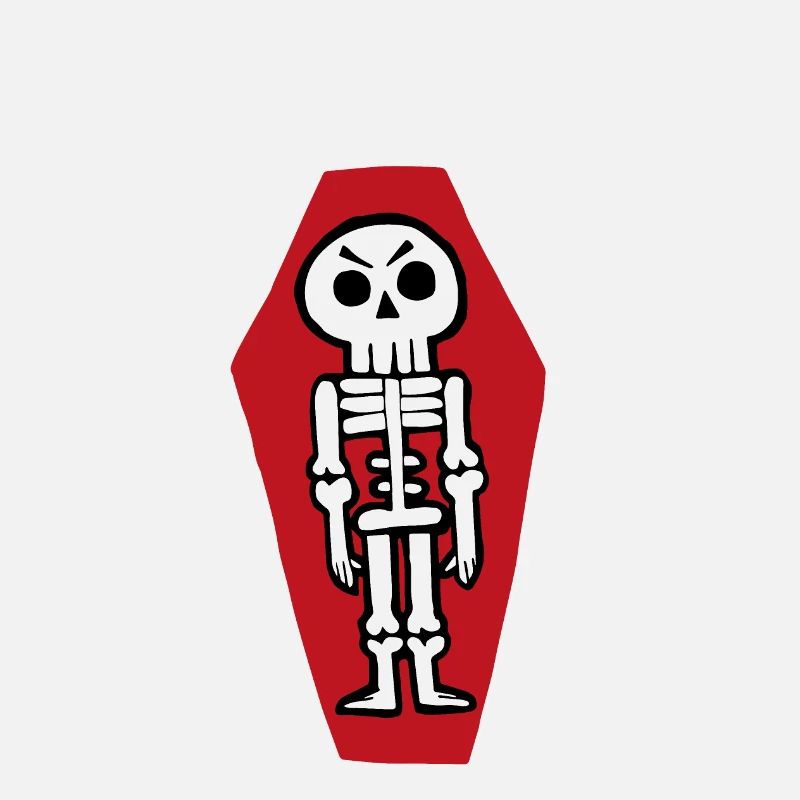 Dead Serious Skeleton In A Coffin (White)