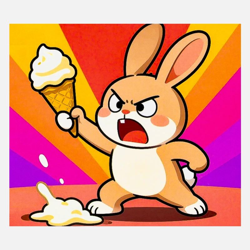 Lapin en colère avec de la glace