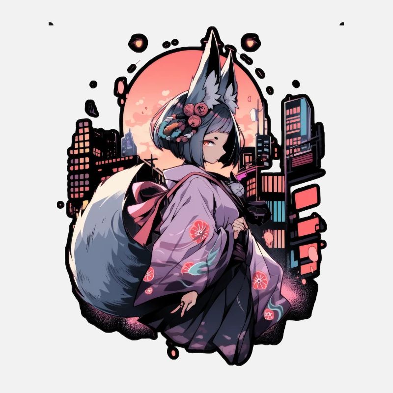Anime Mädchen Kitsune posiert, süß, Fuchs,