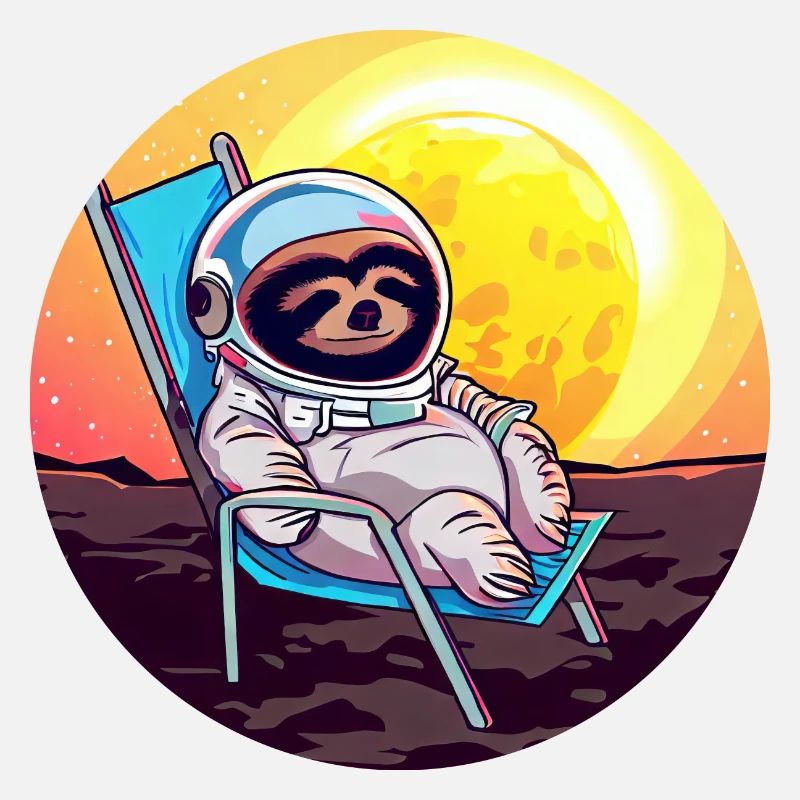 Astronaut sloth in a deck chair - original