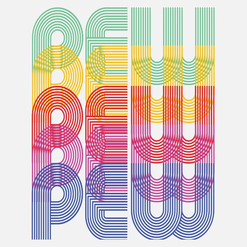 Pew Pew Pew Buntes Regenbogen Design.