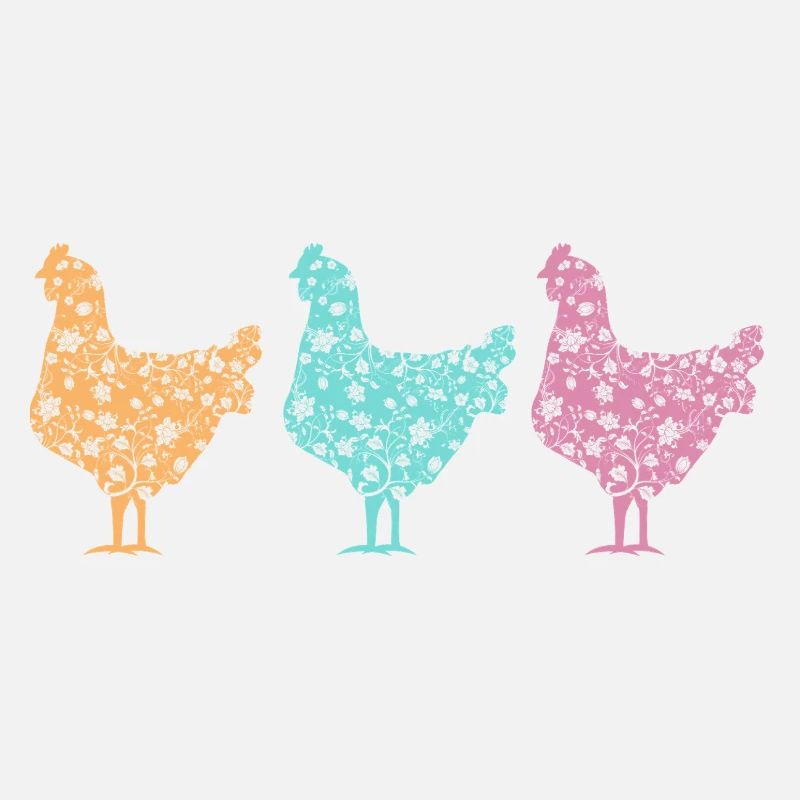 Pastel Chickens Silhouettes Pattern