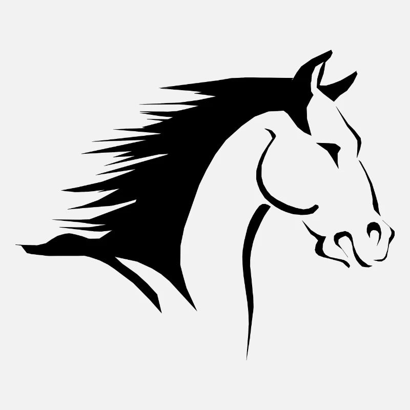 Silhouette Tête De Cheval Noir Blanc