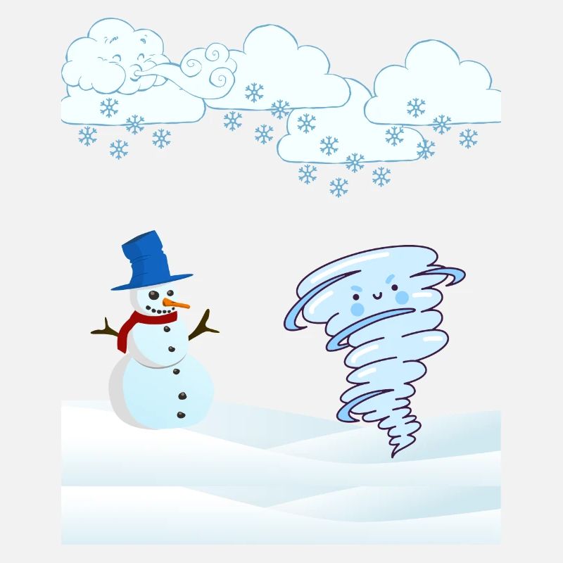 cute winter snowman and wind