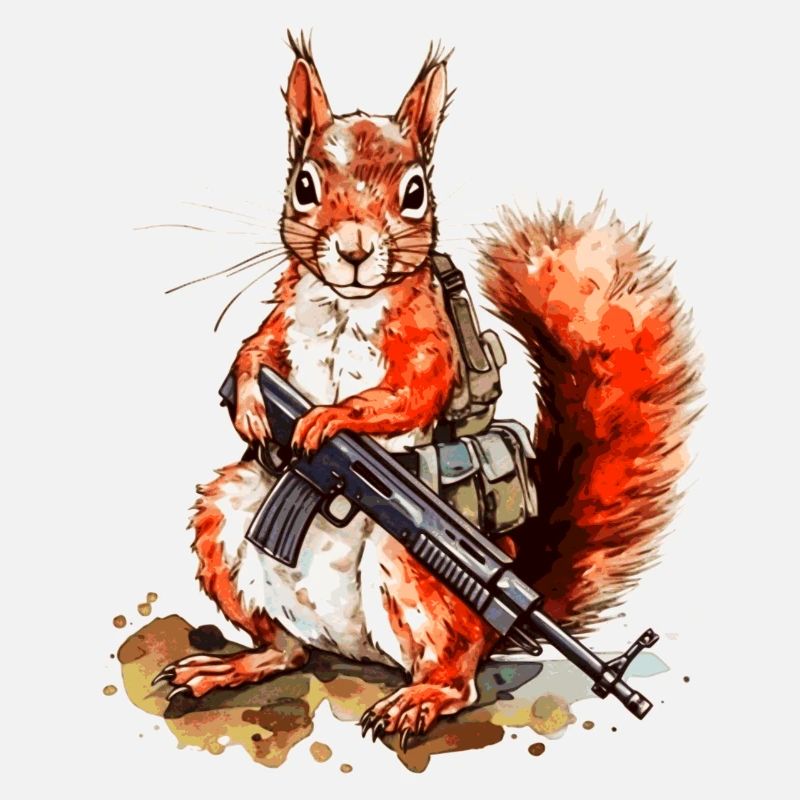 Squirrel is determined and heavily armed