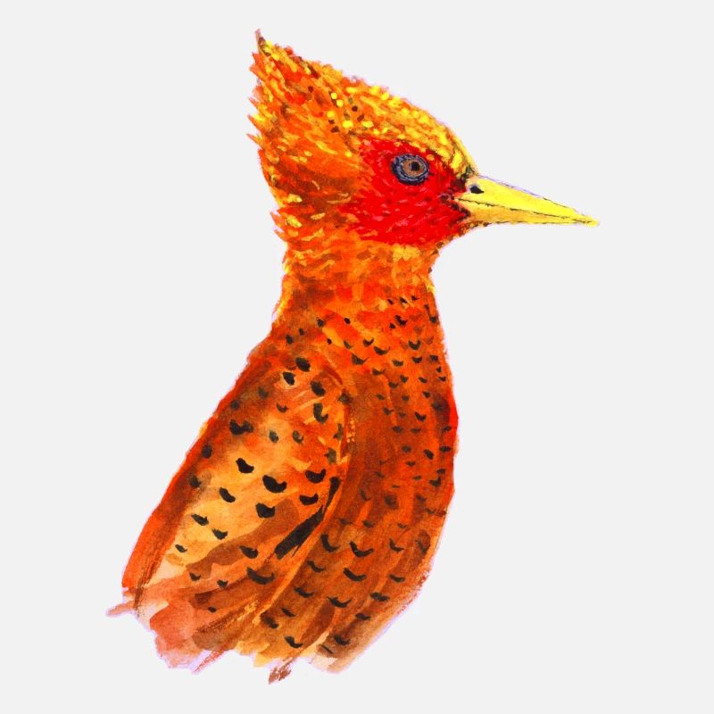 Hand-painted fire-red bird