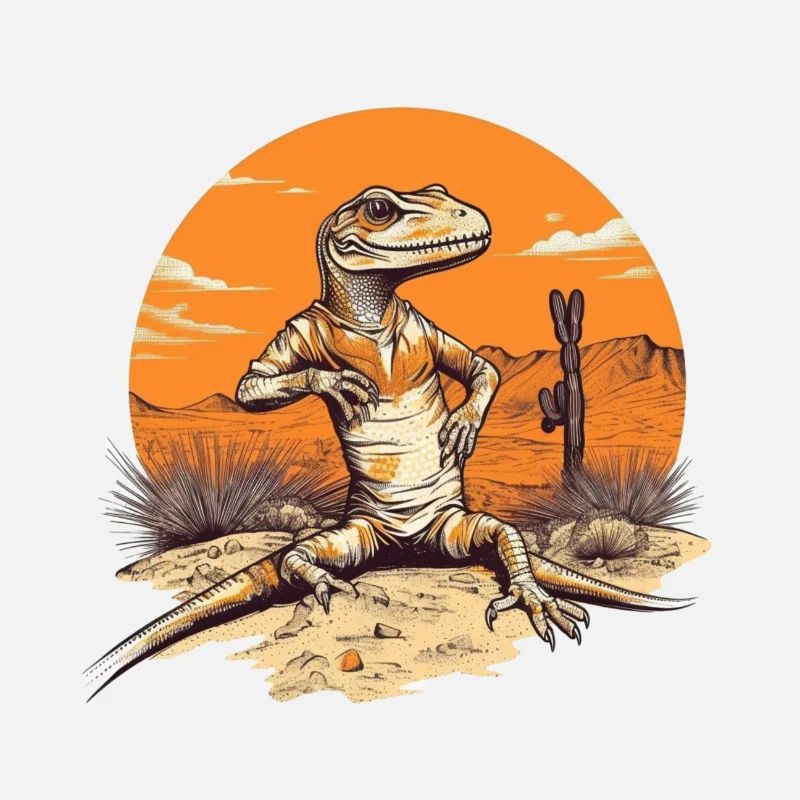 Desert Crocodile with Sunset