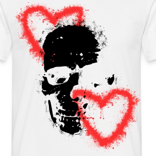 Totenschädel Herzen Liebe Geschenk Idee 2 - Männer T-Shirt