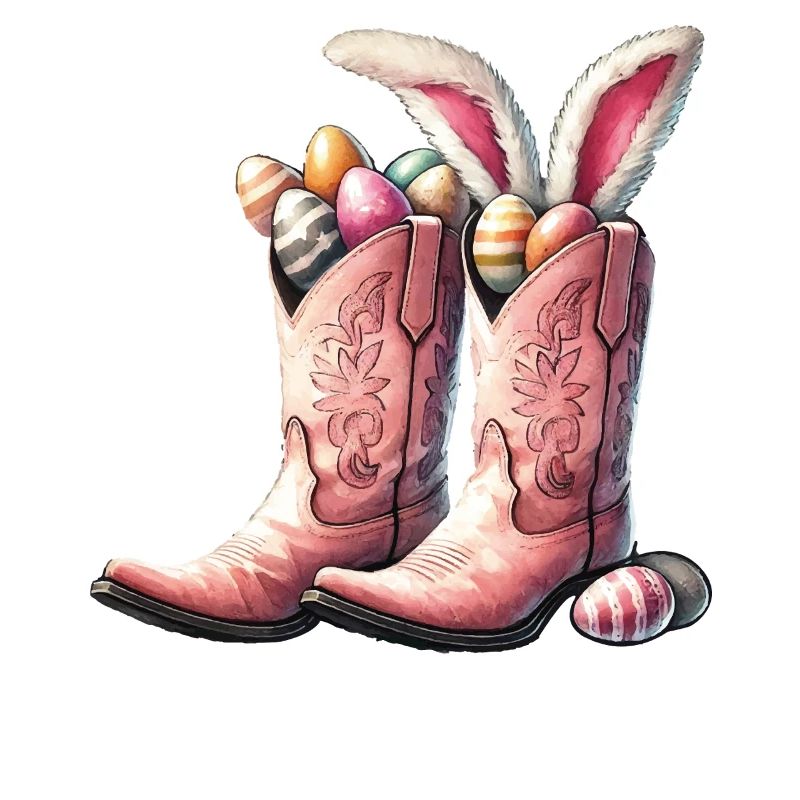Easter Cowboy Boots with Eggs Retro