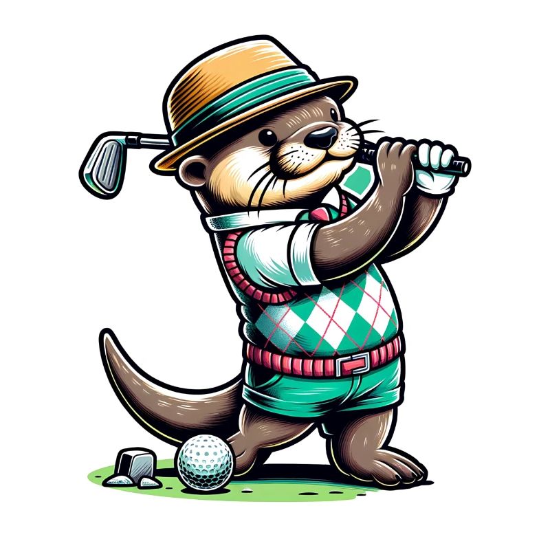 Funny otter golfer golfing fun