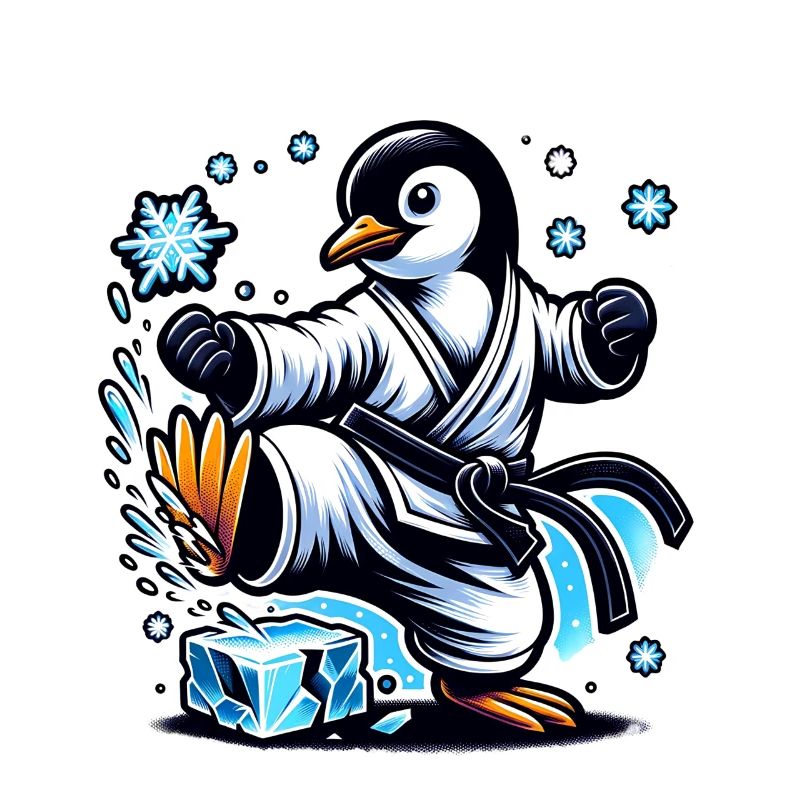 Karate Pinguin Bricht Eisblöcke