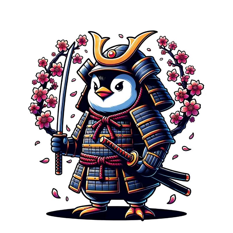 pingouin de combat de style samouraï avec
