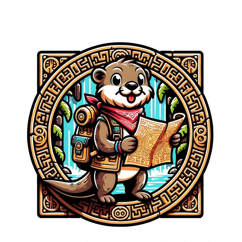 Adventurous otter with map