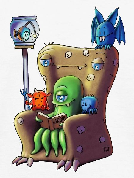 Monster beim gemütlichen Leseabend