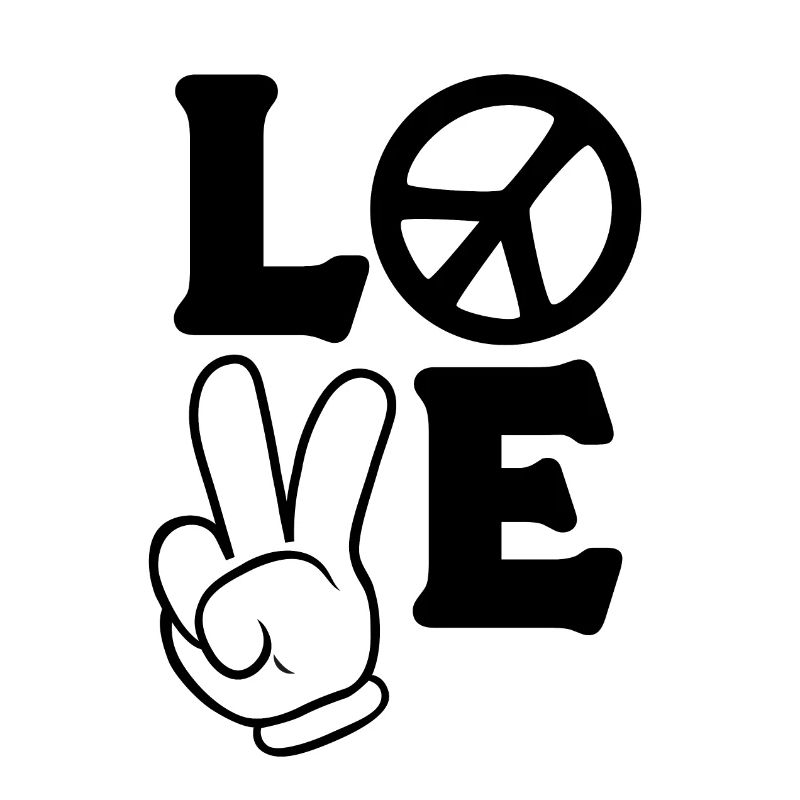 Peace Love Comic Handzeichen-Logo