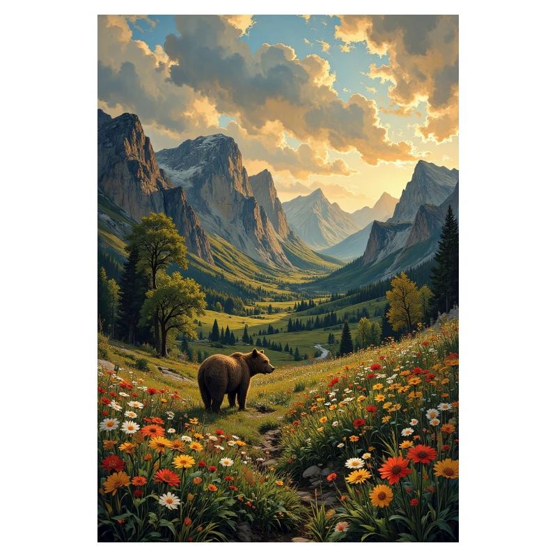 Bild Landschaft mit einem Bären.
