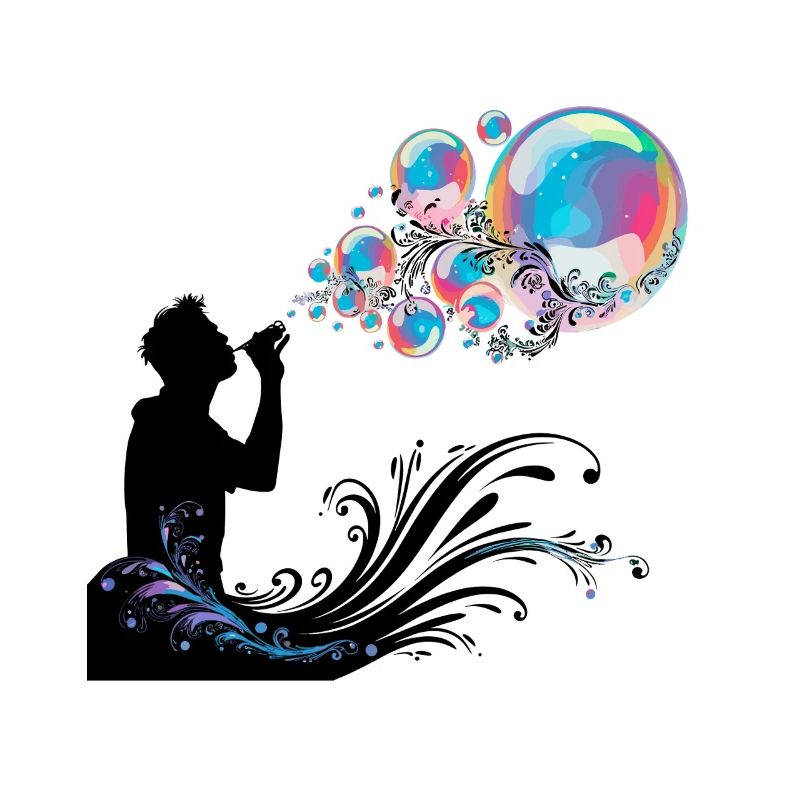 Colored soap bubbles fantasy and magic for