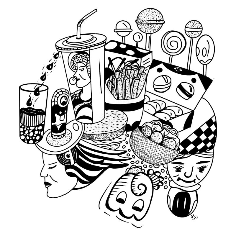 J’adore les bonbons et les objets cachés de fast-food