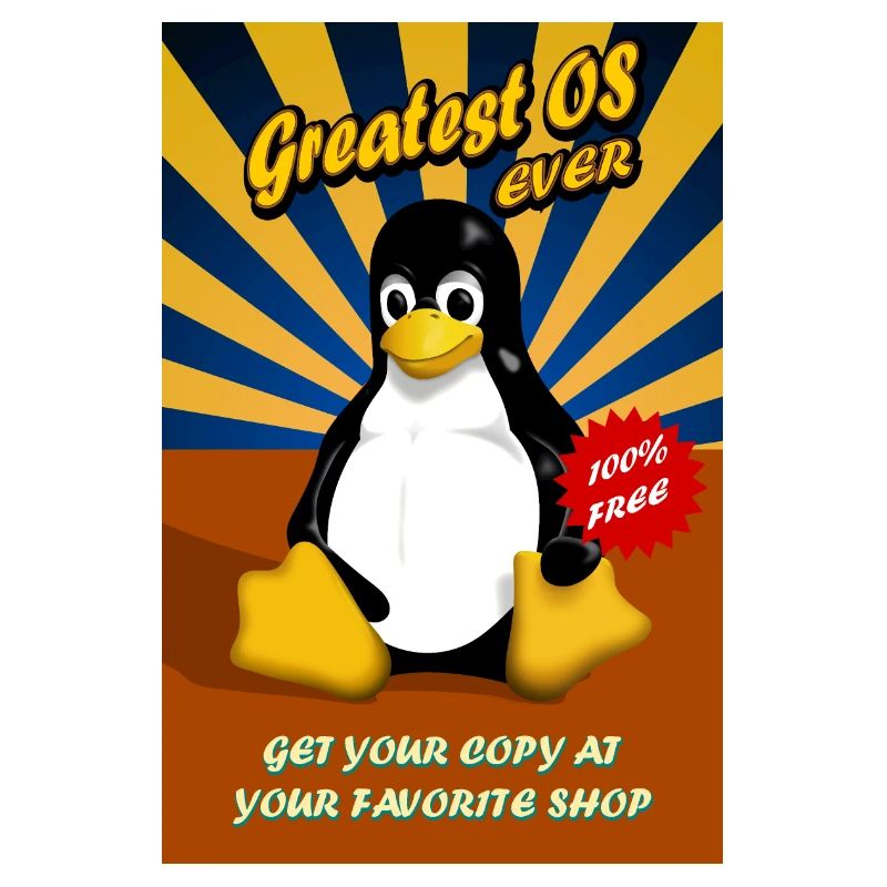 Retro poster on Linux operating system