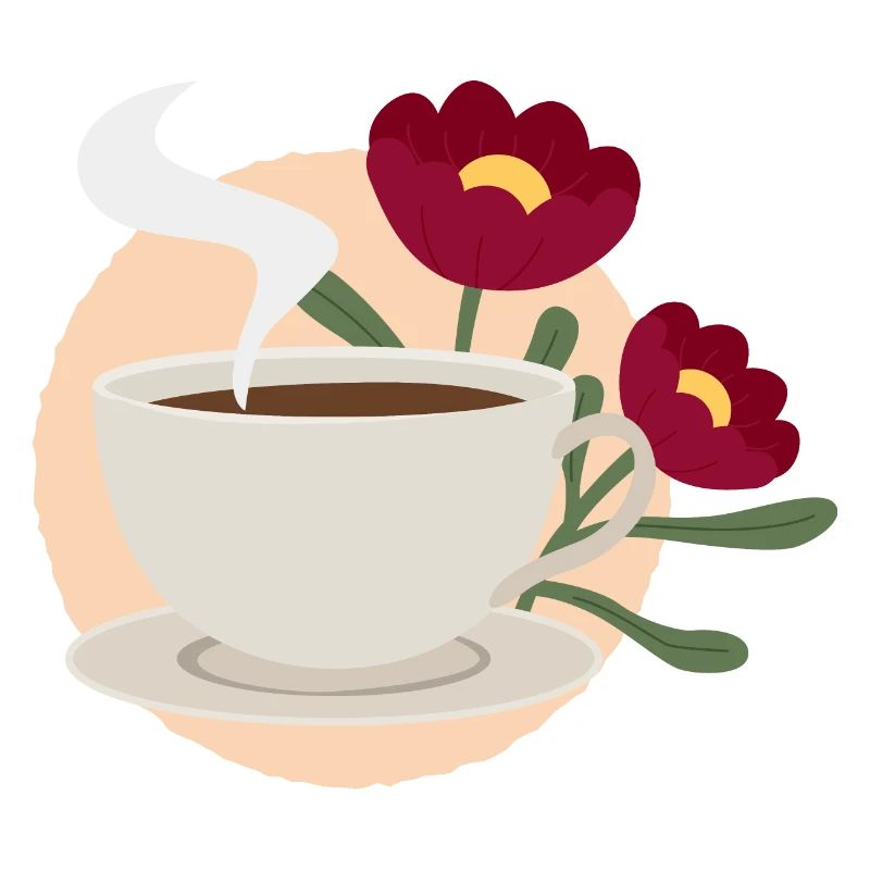 Kaffee & Blumen: Ein Moment der Ruhe rot