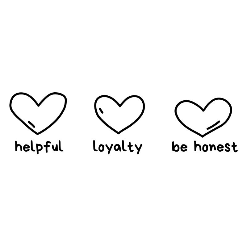 Hilfsbereit, Loyal, Ehrlich sein.