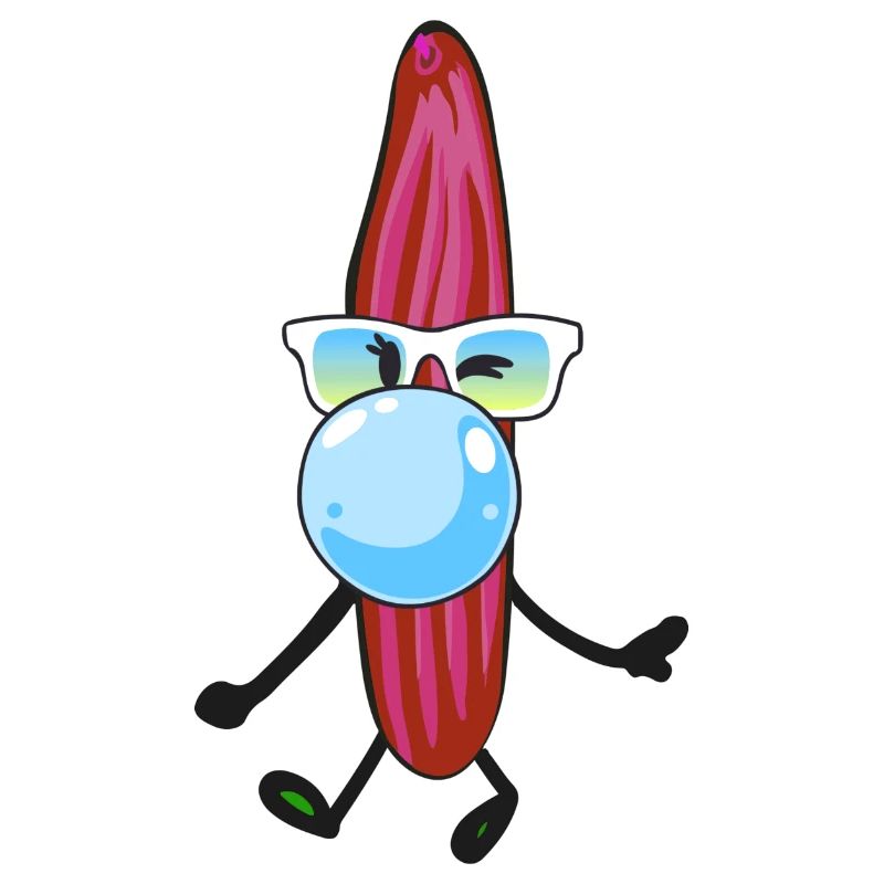 cucumber ,chewing gum,comic,sunglasses