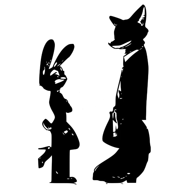 Rabbit and Fox Black in Mr. Mrs. style Schwartz