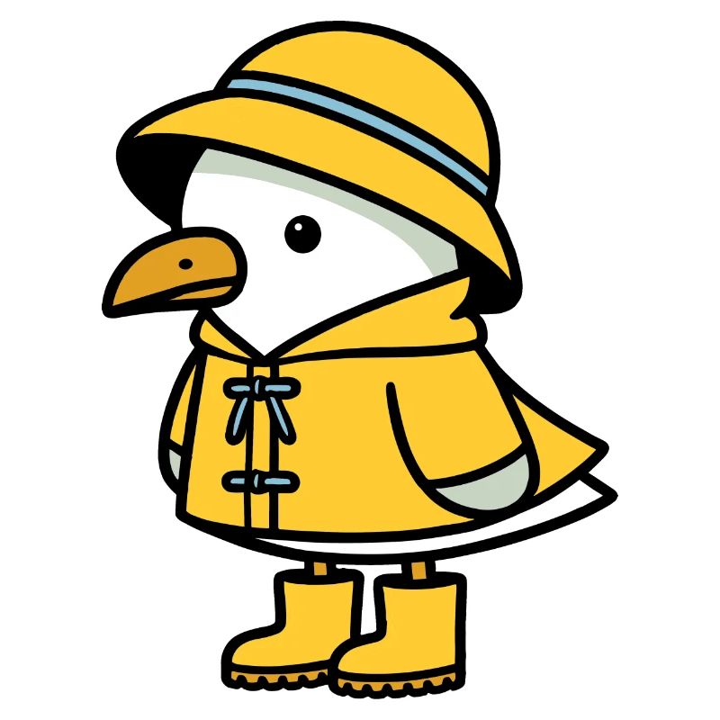 North Sea Rain Seagull Yellow Raincoat Rubber Boots
