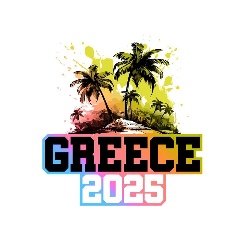 Greece 2025 Palm Trees Multicolored