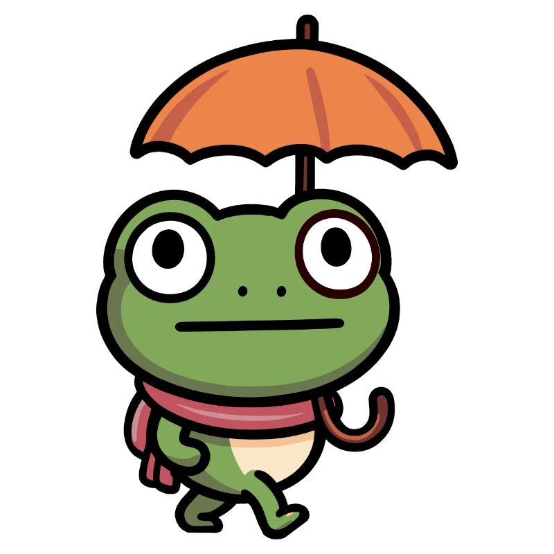 Comic Weather Researcher Frog Weatherman Umbrella