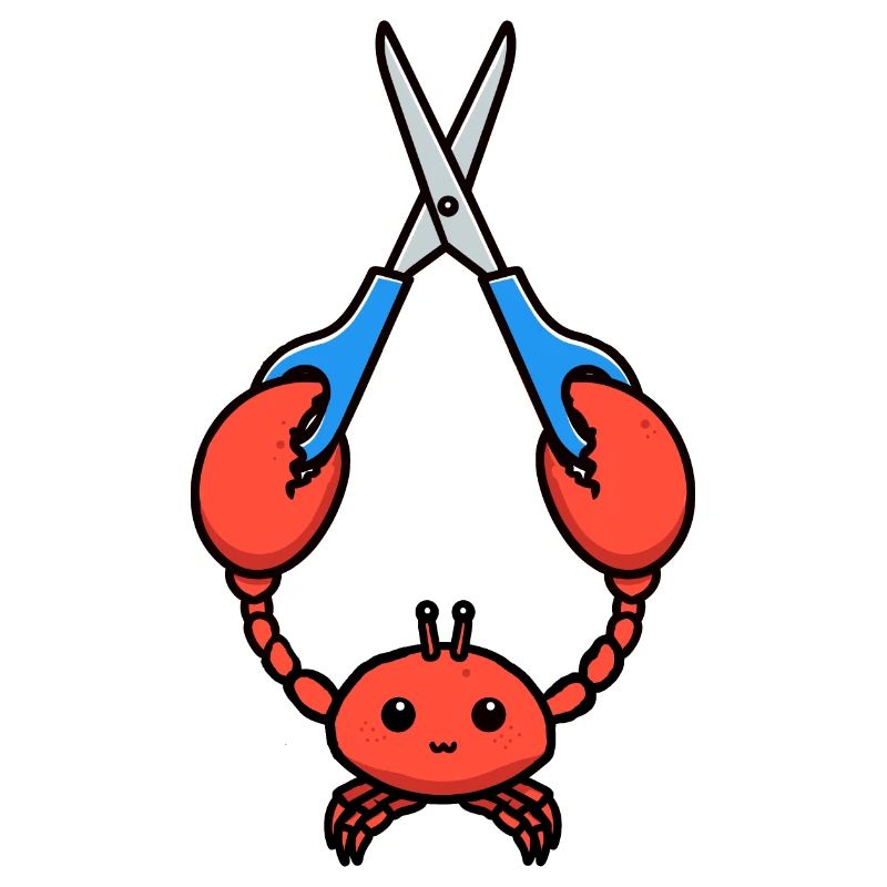Comic Lobster Crab Lobster Spiny Lobster Blue Scissors