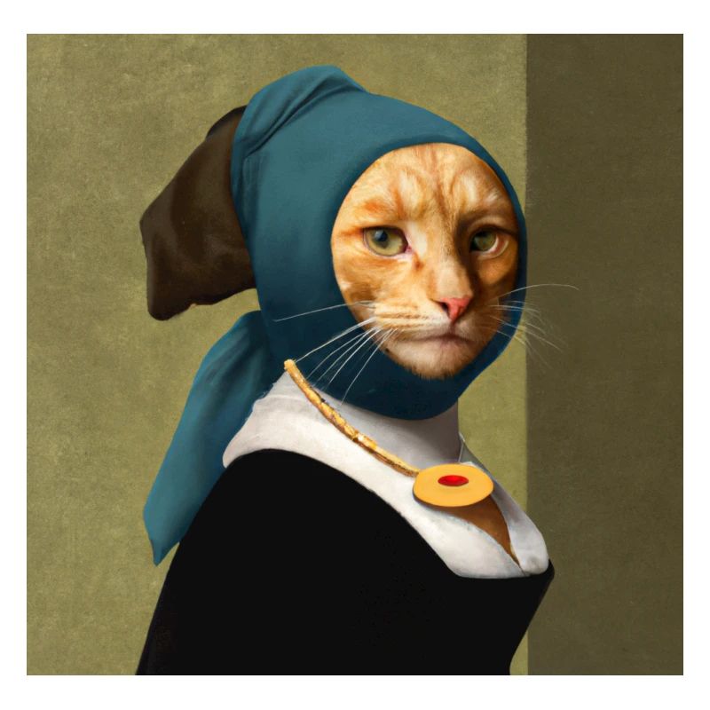 Gemälde einer Katze im Vermeer Stil
