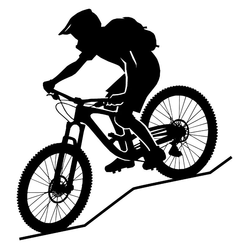Dynamic mountain biker silhouette