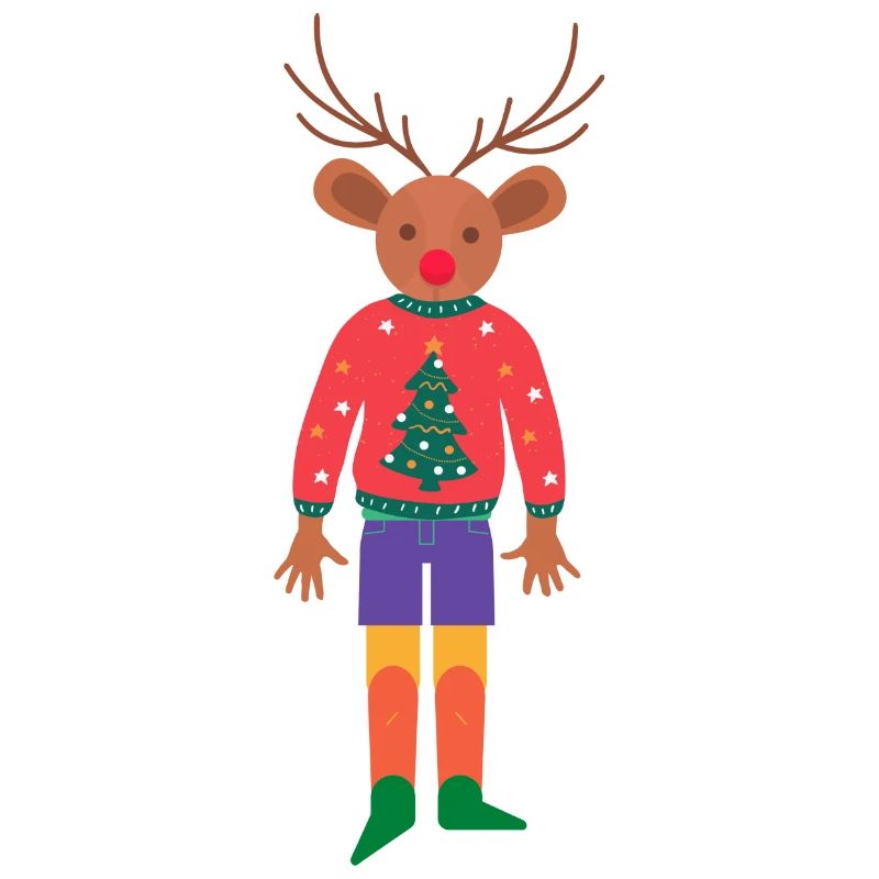 Le petit renne dans son pull de Noël