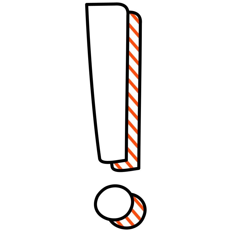 Point d’exclamation bicolore avec ombre