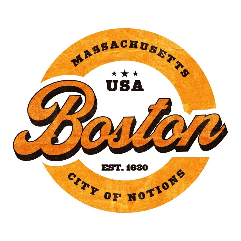 Boston Retro Circle Logo Print