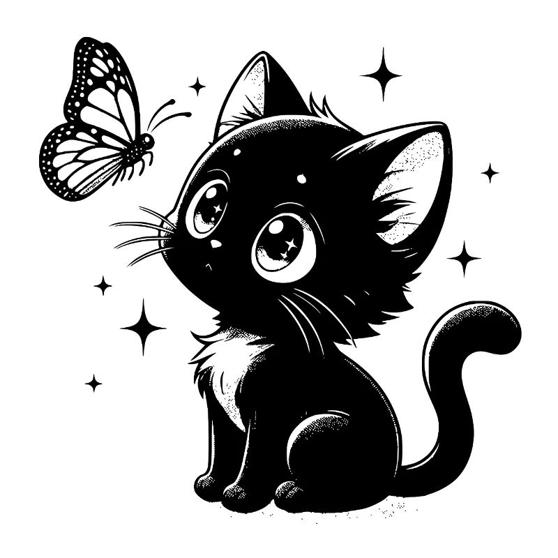Chat avec papillon