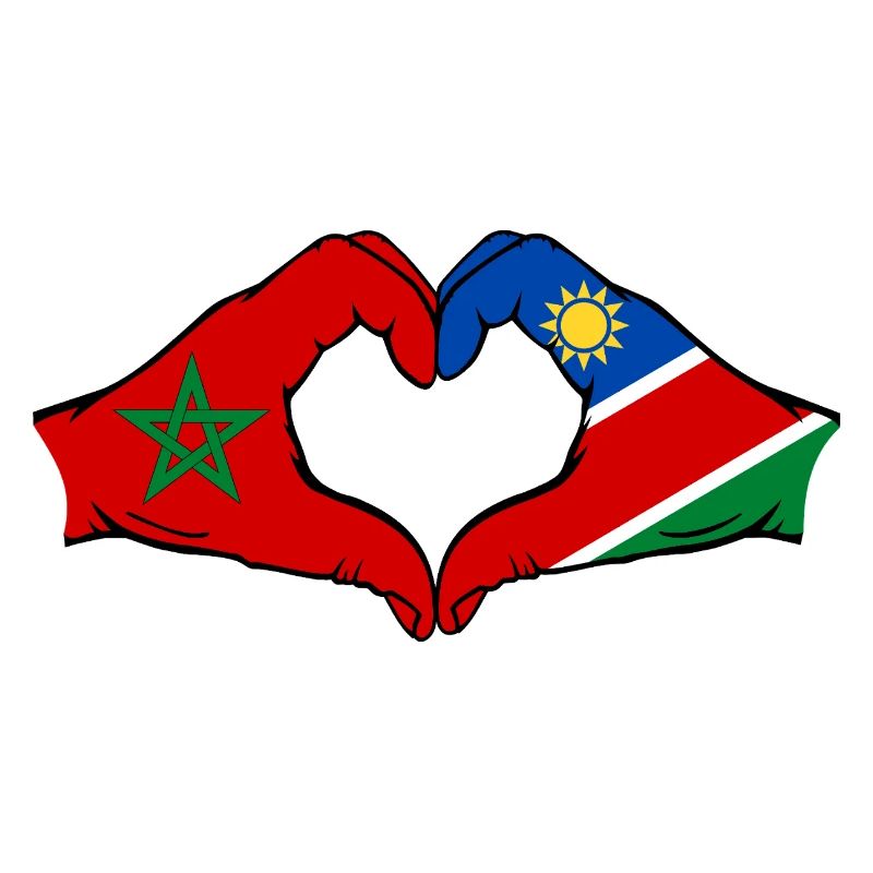 Morocco Namibia Flag Hands Heart Shape