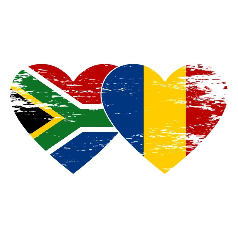 Afrique du Sud Tchad Drapeau Coeur Utilisé