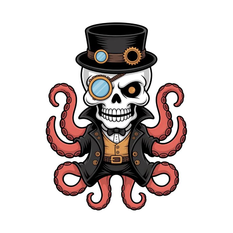 Pieuvre dans le style steampunk avec monocle