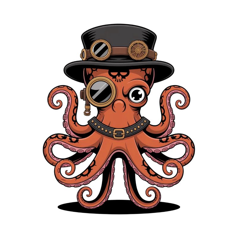 Pieuvre dans le style steampunk avec monocle