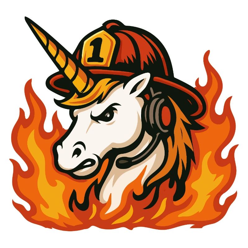 Flammender Einhorn-Feuerwehrmann