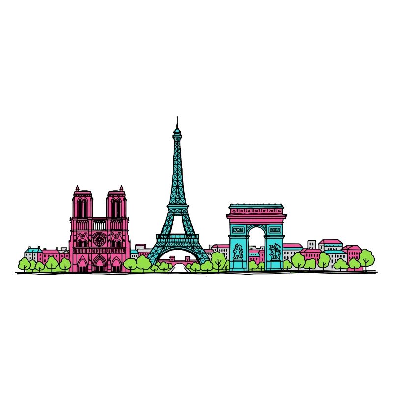 Skyline de la tour Eiffel de Paris Modern line art