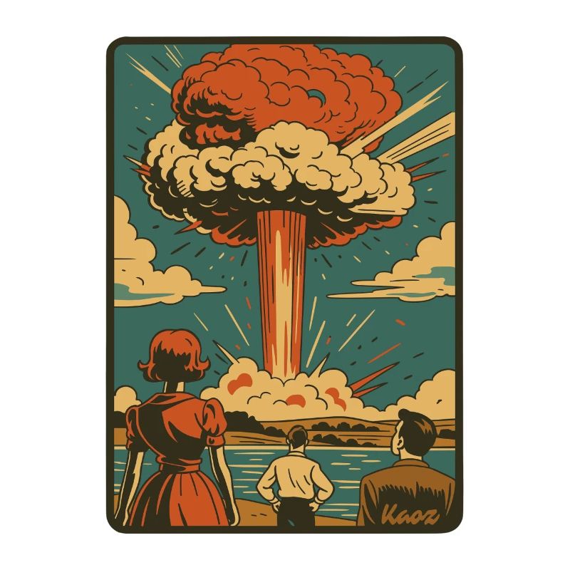 Retro atom explosion mushroom cloud