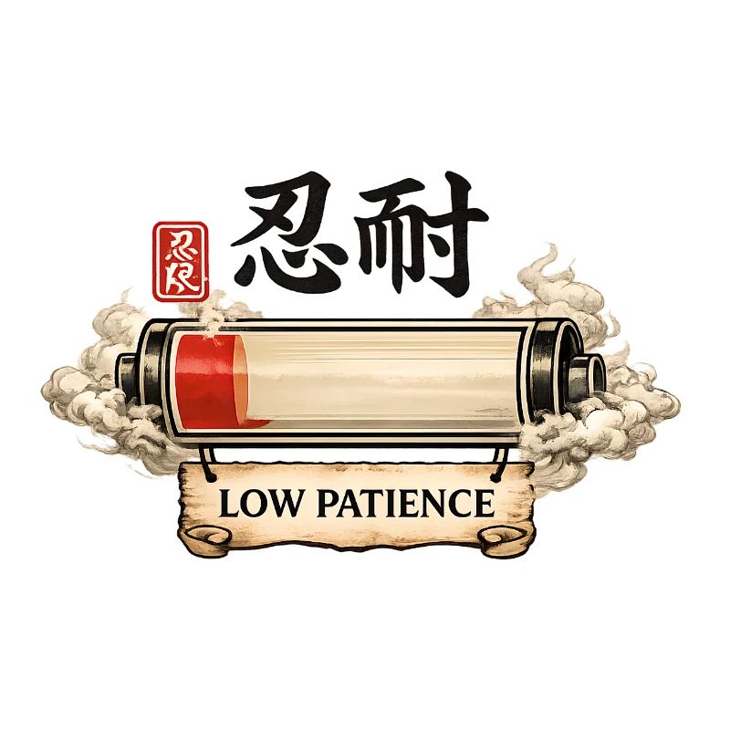 Low Patience – Empty Battery Humor Ukiyo-e Design