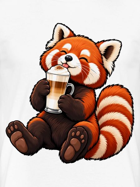 Roter Panda mit Latte Macchiato