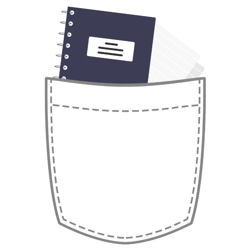 Breast pocket with notebook