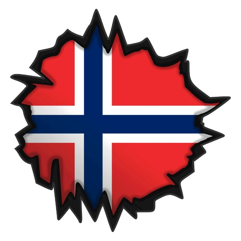 Drapeau de la Norvège dans un trou
